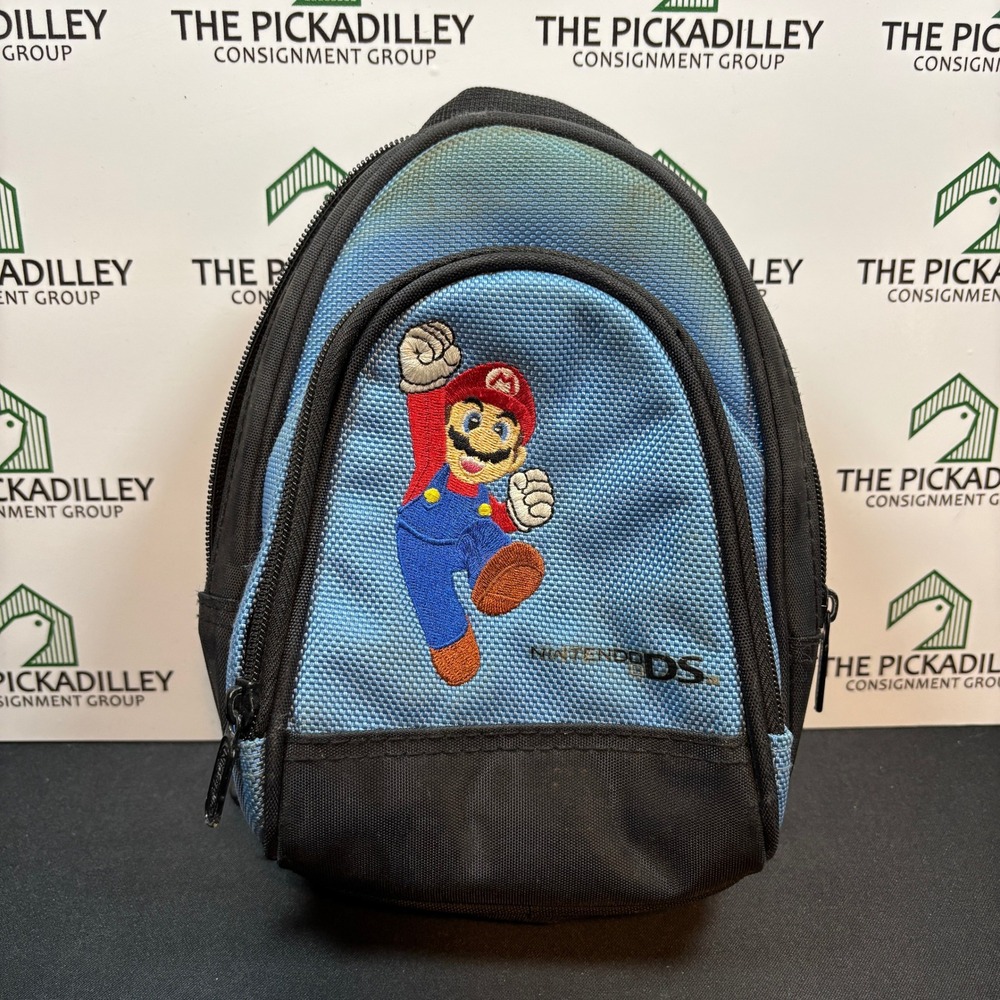 Nintendo DS Mario Blue Backpack Bag‎ Pouch Case Accessory - Stain